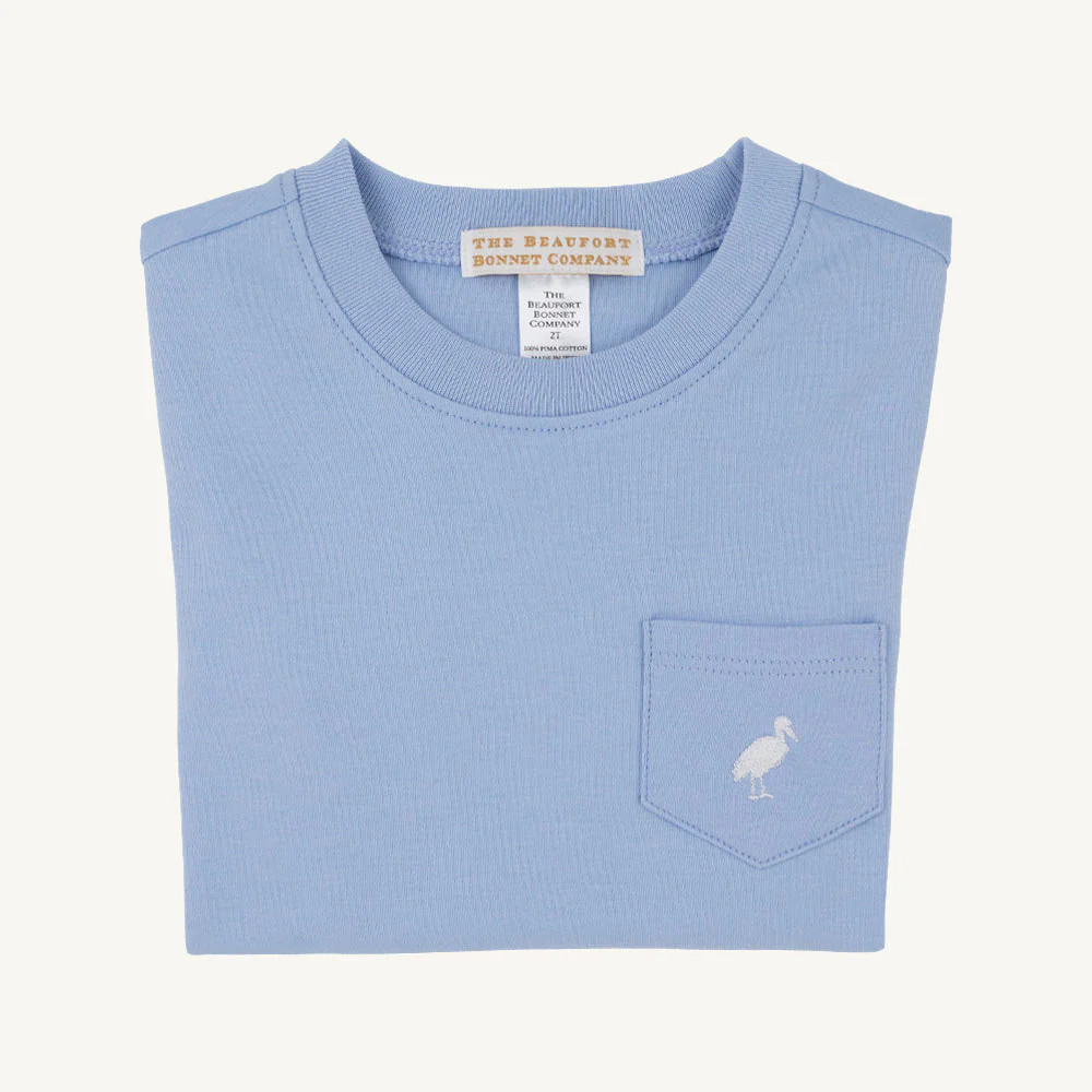 Carter Crewneck - Barbados Blue with Worth Avenue White Stork | The Beaufort Bonnet Company
