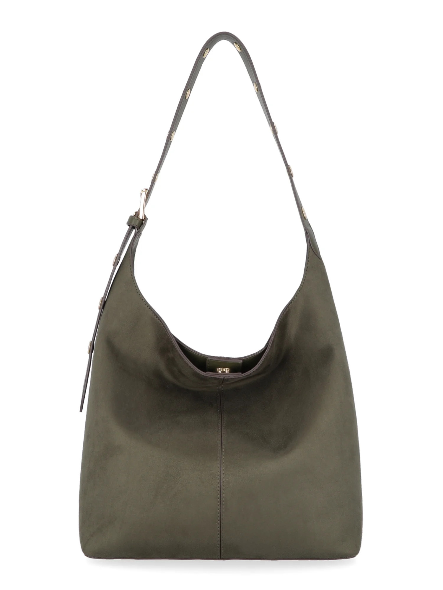 Time and Tru Women's Shively Faux Suede Bucket Handbag, Dark Olive | Walmart (US)