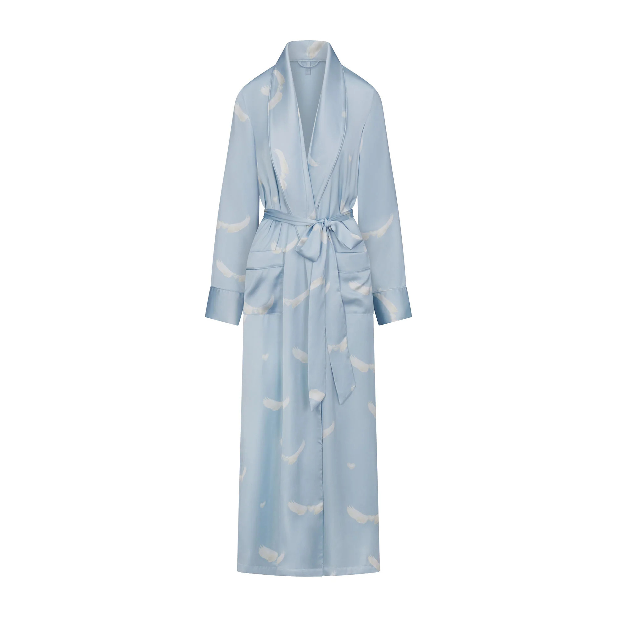 SKIMS Long Robe | Blue | XL | Woven Shine | SKIMS (US)
