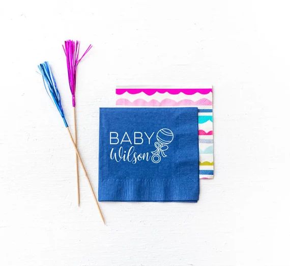 Baby shower napkins, Baby shower decor, Baby shower favor, Personalized napkins, Personalized bab... | Etsy (US)