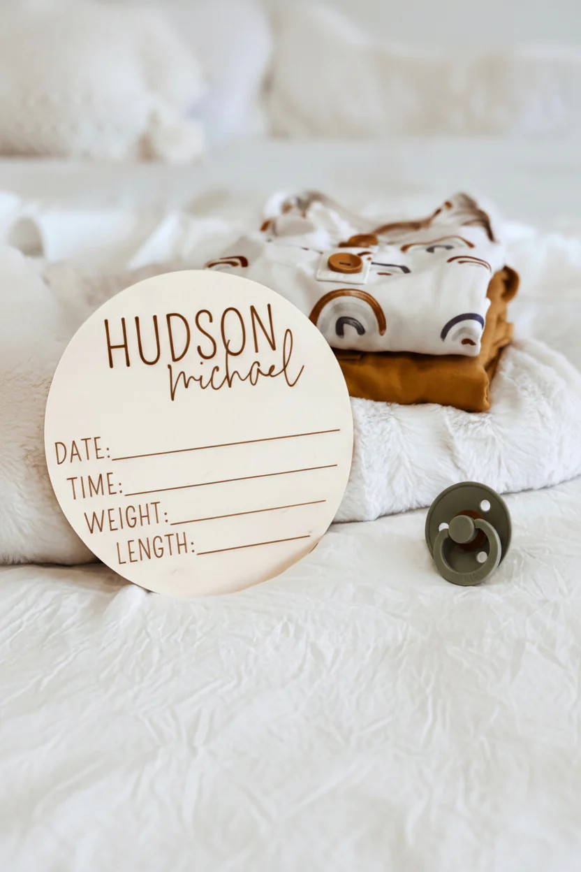 Personalized Birth Stats Wood Announcement | Block | Caden Lane