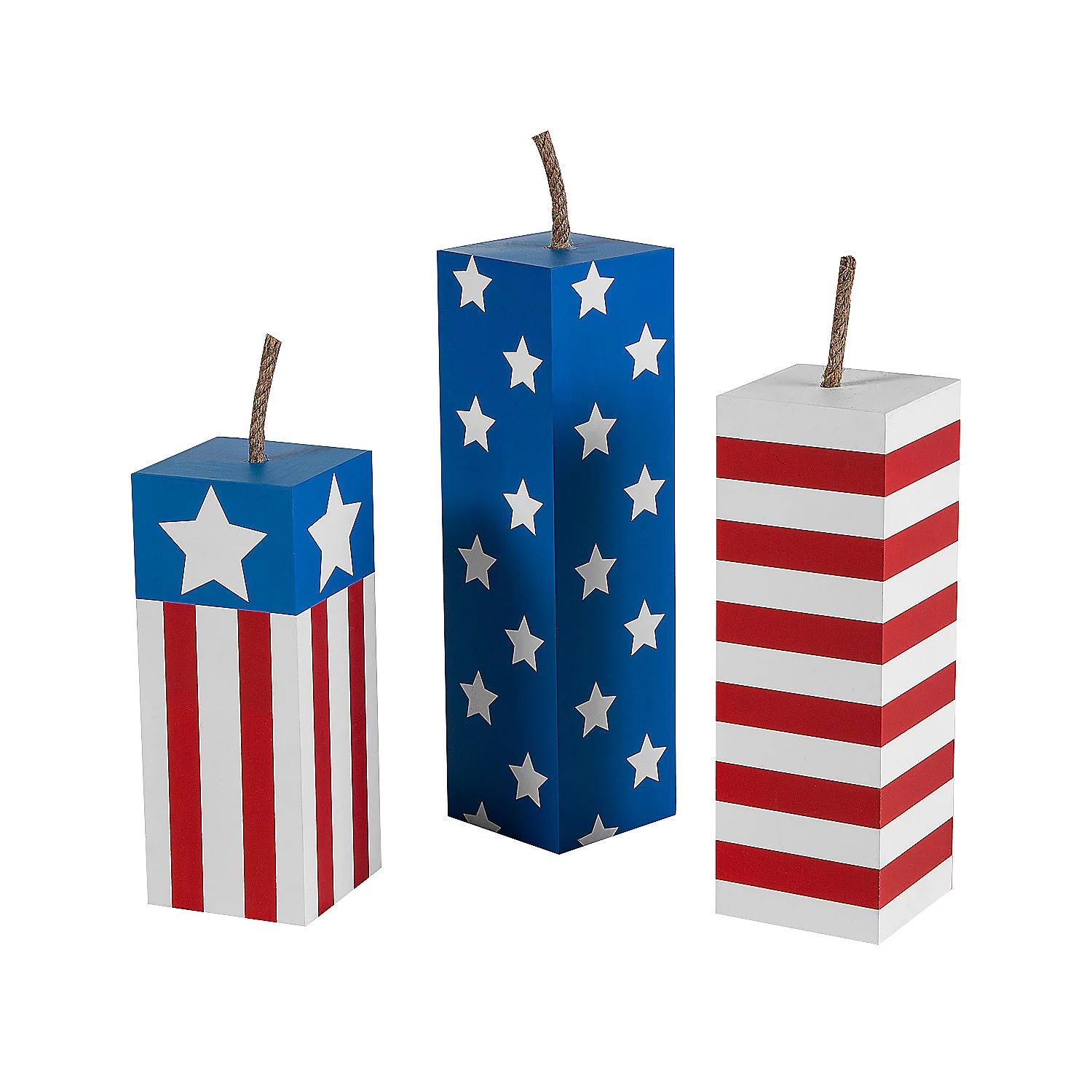 Patriotic Fireworks Wood Block Set, Home Decor, Fourth of July, 3 Pieces | Walmart (US)