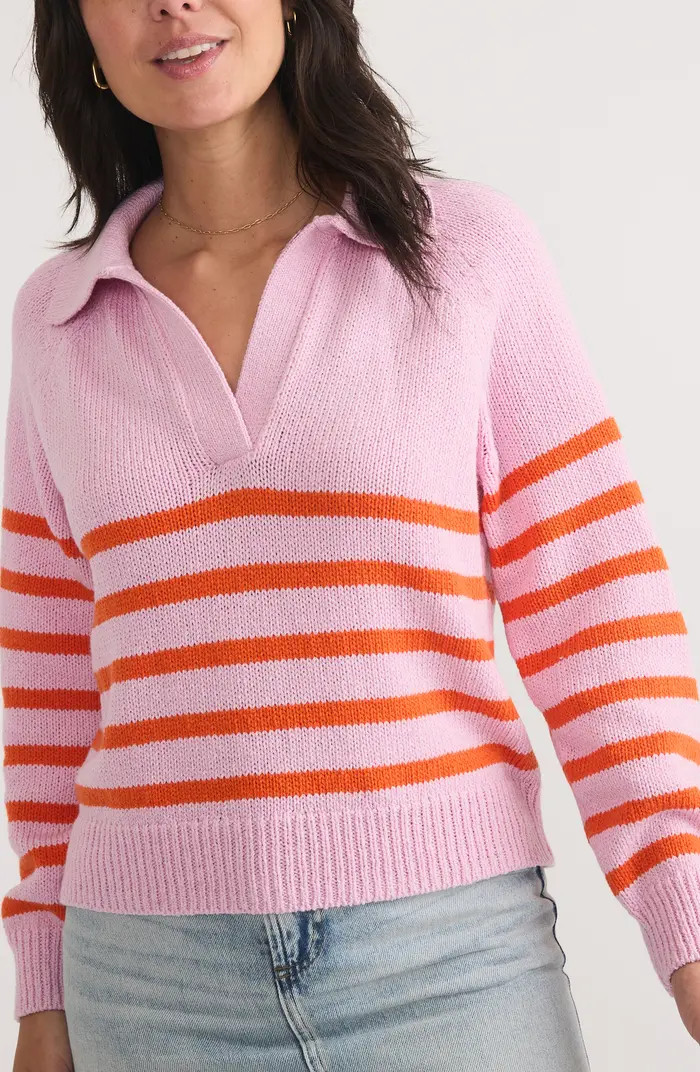 Claire Stripe Wool & Cotton Polo Sweater | Nordstrom