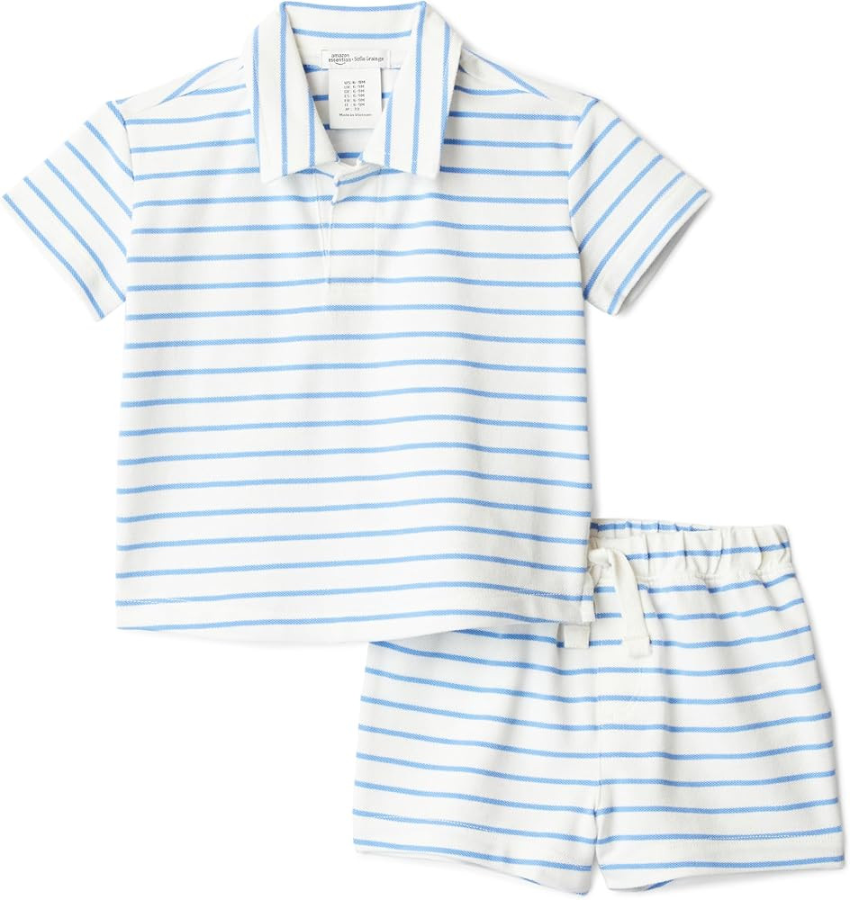 Amazon Essentials x Sofia Grainge Toddlers and Baby Boys' Cotton Pique Short Sleeve Shirt & Short... | Amazon (US)