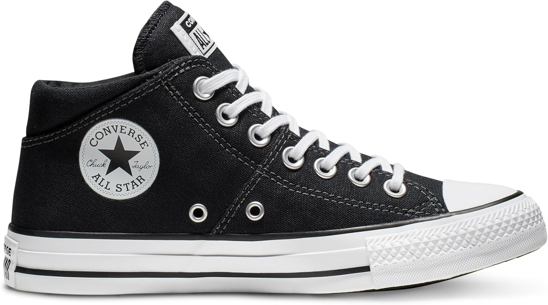 Amazon.com | Converse Women's Chuck Taylor All Star Madison Mid Top, Black/Black/White, 8 | Fashi... | Amazon (US)