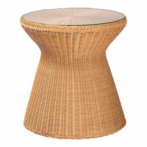 bali & pari Nina End Table, Round, Natural Rattan | Amazon (US)