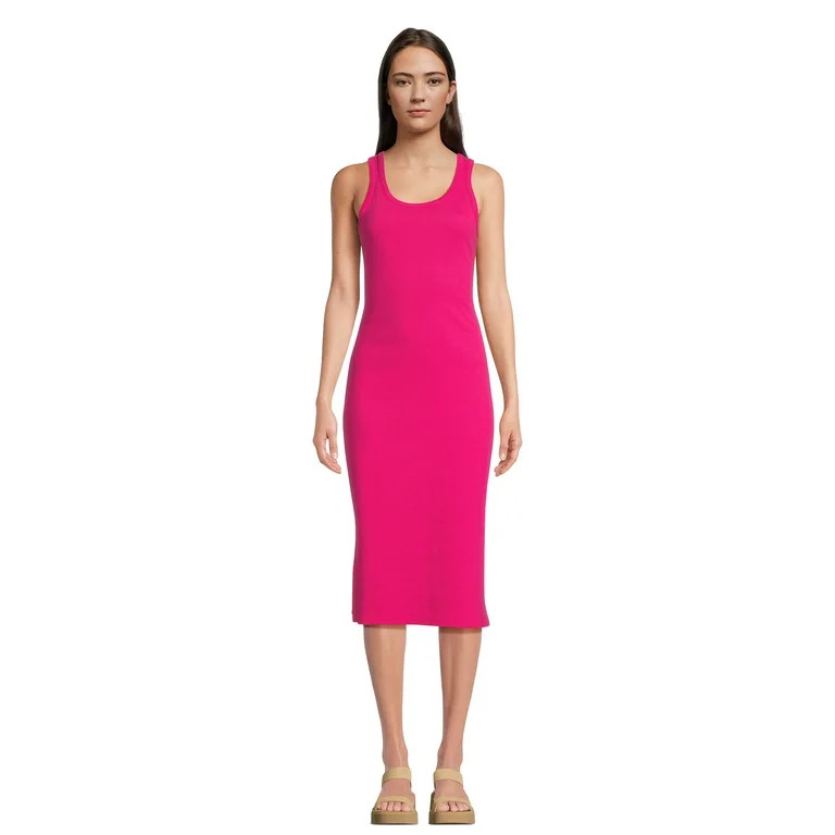 Time and Tru Women's Ribbed Knit Midi Tank Dress, Sizes XS-XXXL | Walmart (US)