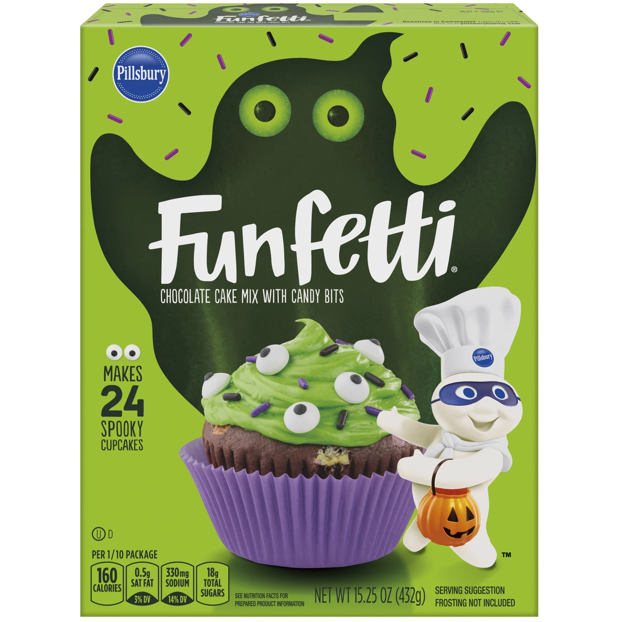 Pillsbury Funfetti Slime Chocolate Cake Mix with Colored Bits, 15.25 Oz Box | Walmart (US)
