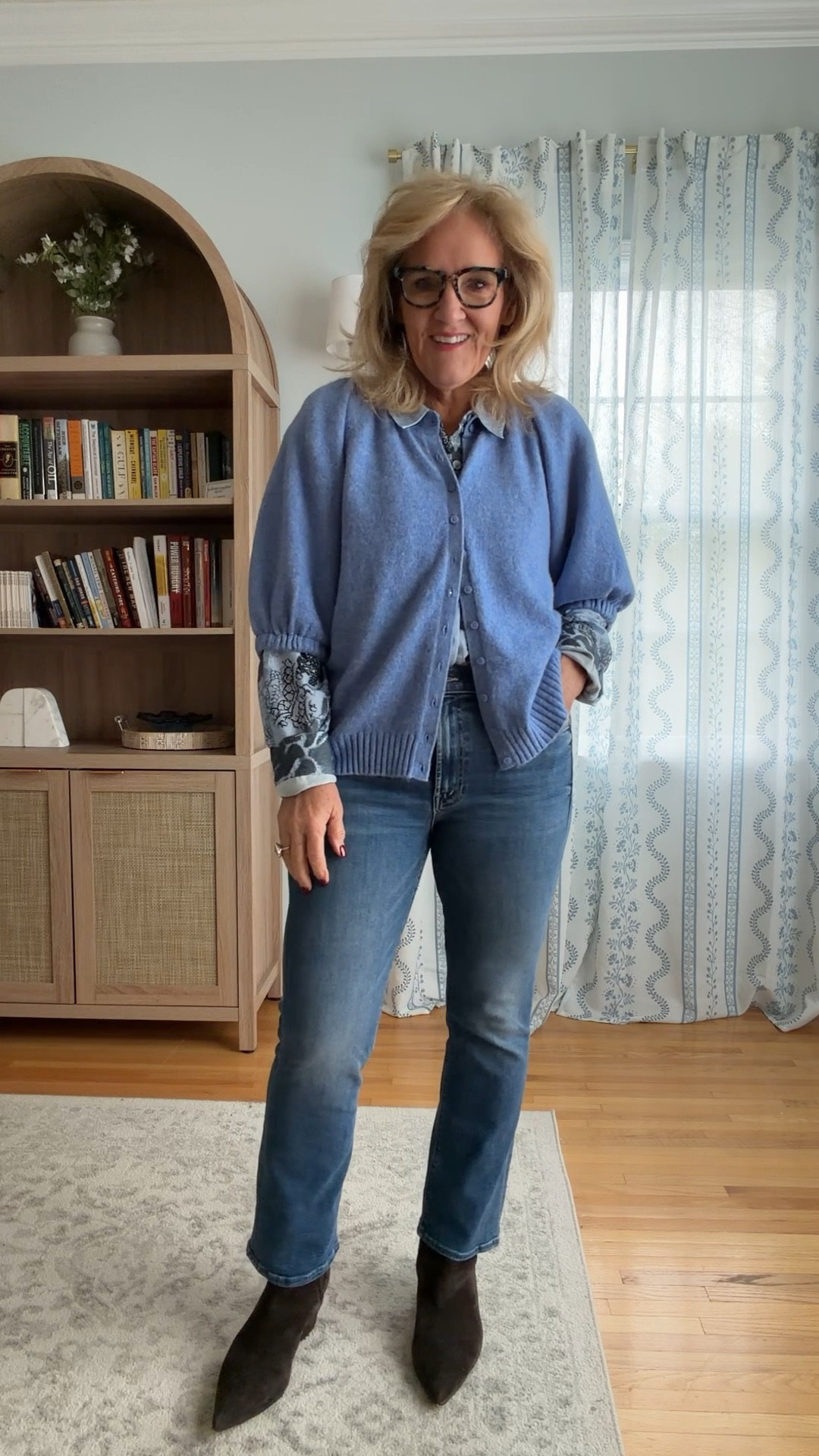 @anthropologie buy more save more shop now! 
Mother denim you have to size up in this hustler style. I’m in a 30 petite 
Other premium denim you can order your regular size 
Sweater and blouse size medium 
Boots size up 1/2. Brown suede on sale 
Dibs makeup 

#LTKOver40 #LTKSaleAlert #LTKCyberWeek
