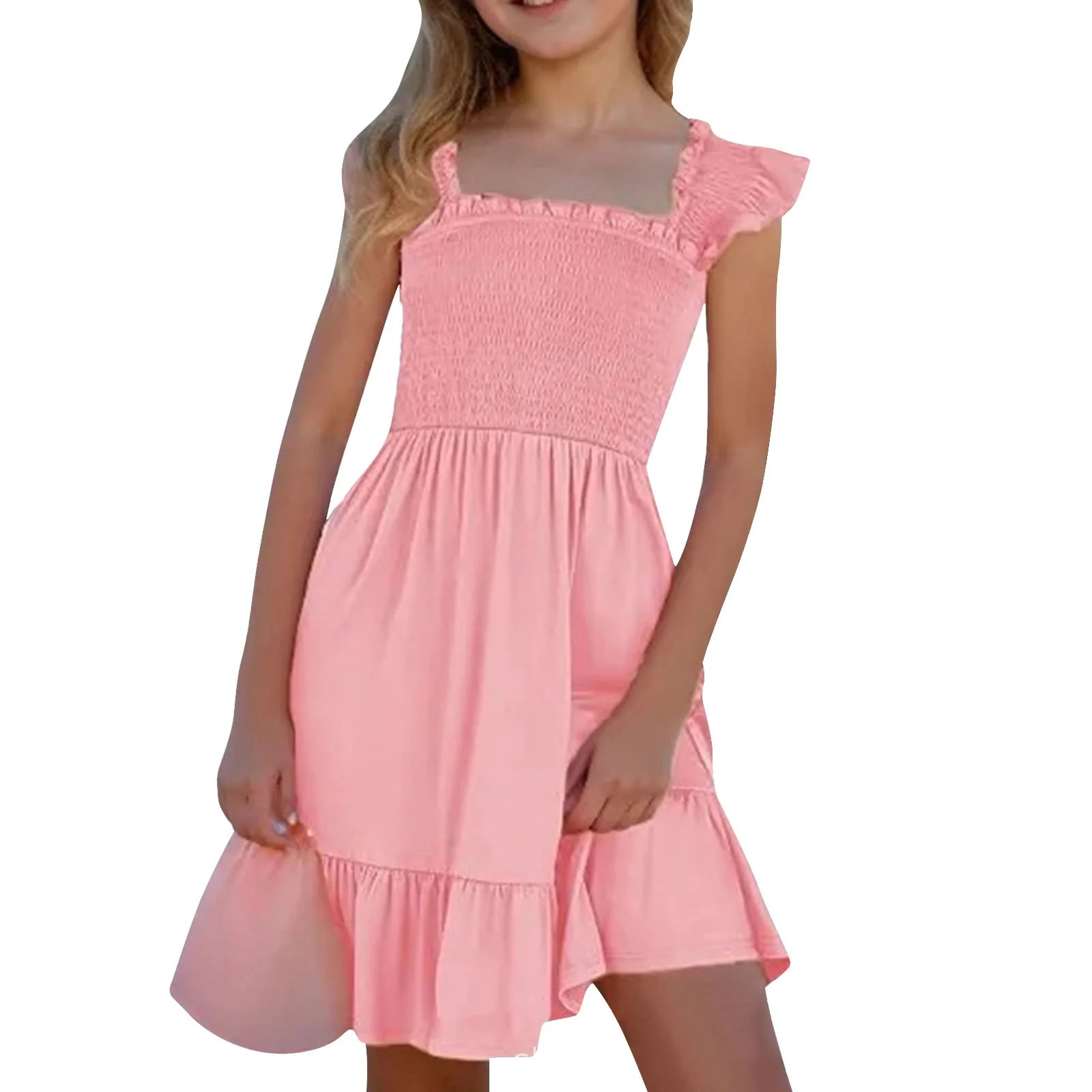 Dress Party for Girls Dress 10 Girls Summer Dresses Smocked Sleeveless With Pockets | Walmart (US)