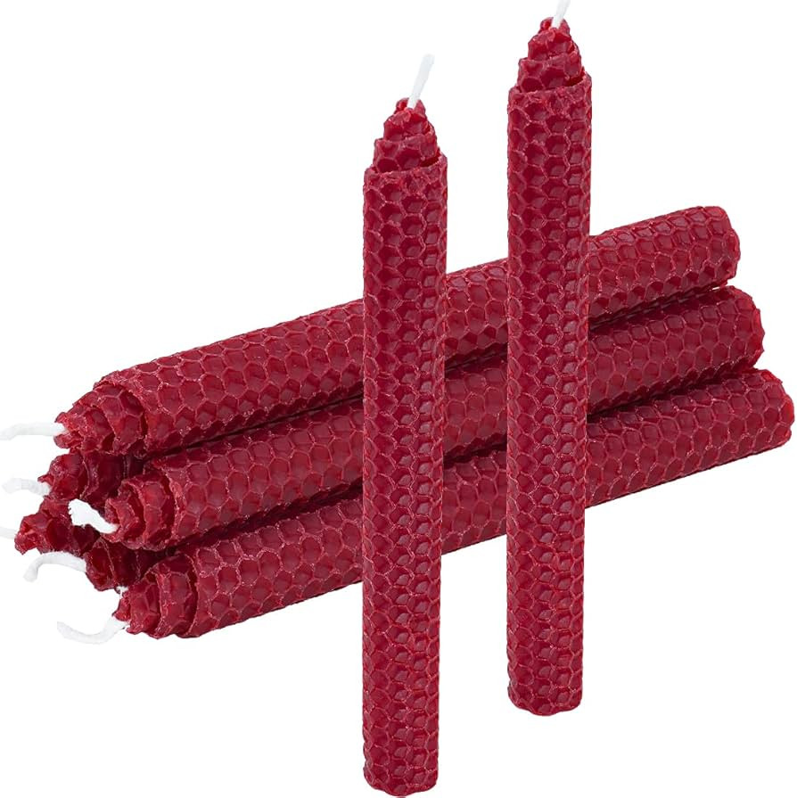 DEYBBY 8'' Hand-Rolled Beeswax Taper Candles, 6 Pack Pure Natural Handmade Cone Top Candles for R... | Amazon (US)