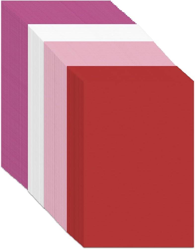 80 Pieces Valentine's Day Cardstock Thick Paper, Pink White and Red Cardstock Paper Card Stock fo... | Amazon (US)