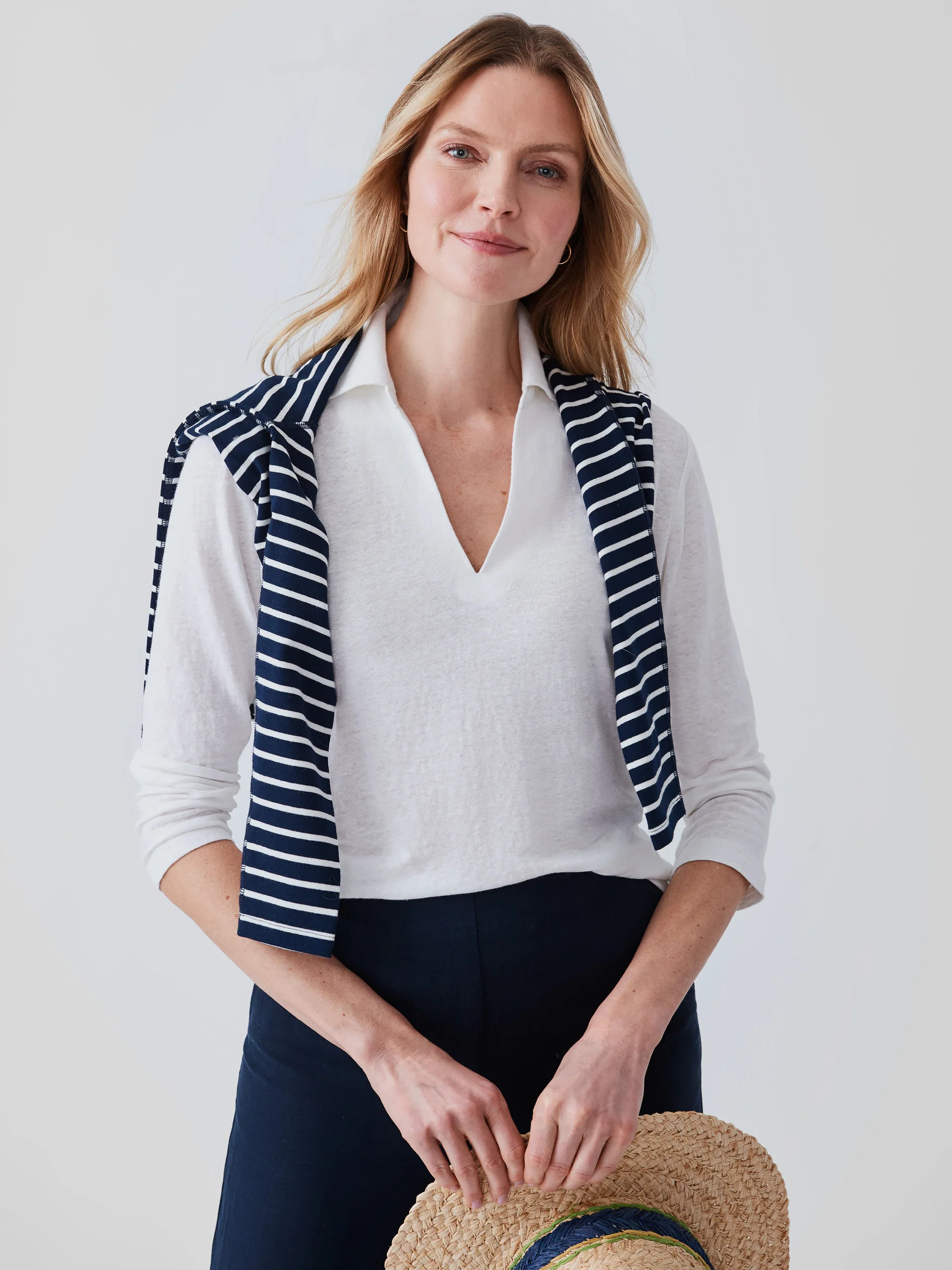 Aida 3/4 Sleeve Linen Top | J.McLaughlin