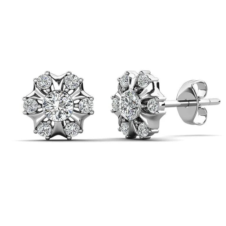 Cate & Chloe Millie 18k White Gold Plated Stud Earrings with Swarovski Crystals Gift for Women | Walmart (US)
