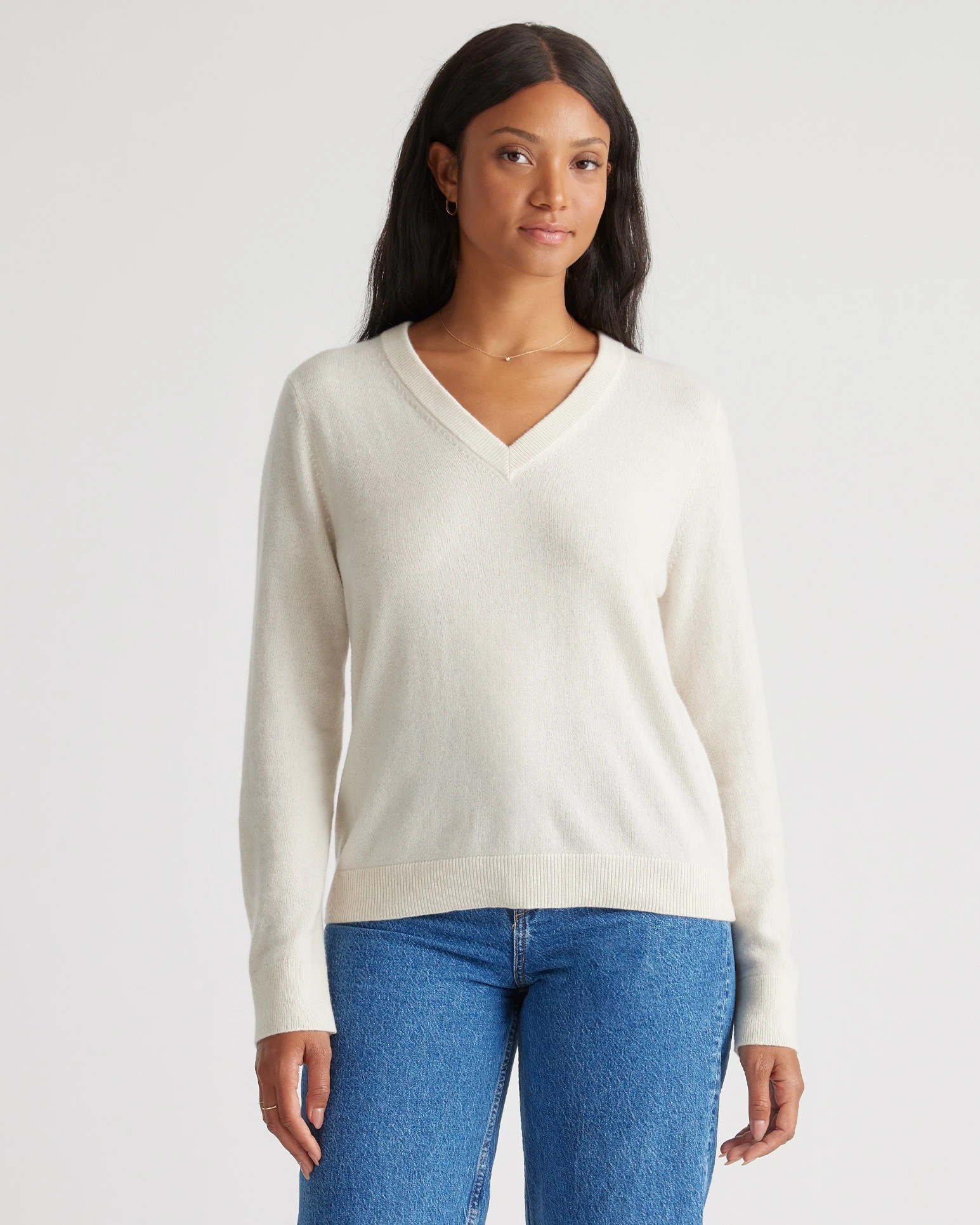 Mongolian Cashmere Relaxed V-Neck Sweater | Quince