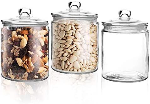 Set of 3 Glass Jar with Lid 1 Liter | Airtight Glass Storage Container for Food, Pasta, Coffee, C... | Amazon (US)