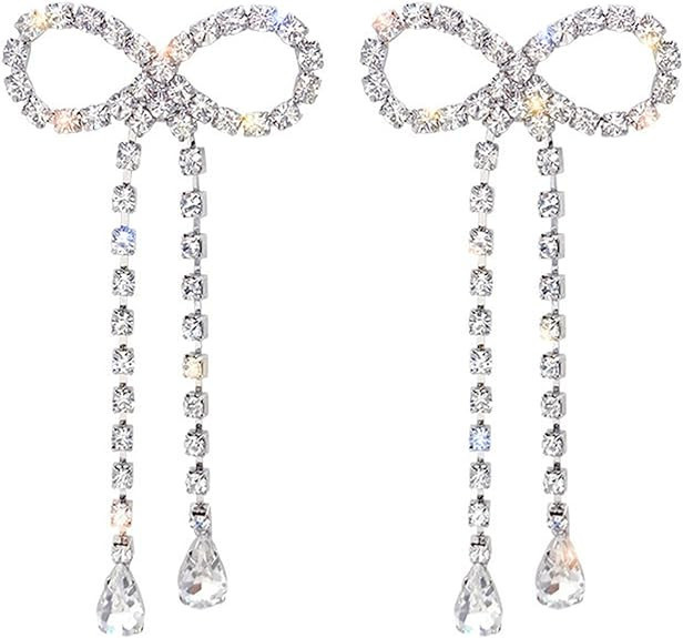 Silver Bow Earrings for Women Rhinestone Bow Earrings Bowknot Stud Earring for Women Girls Teen B... | Amazon (US)