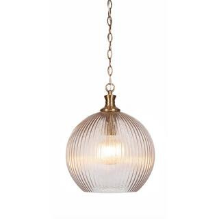 Orleans 40-Watt 1-Light New Age Brass Shaded Mini Pendant Light with Glass Shade | The Home Depot