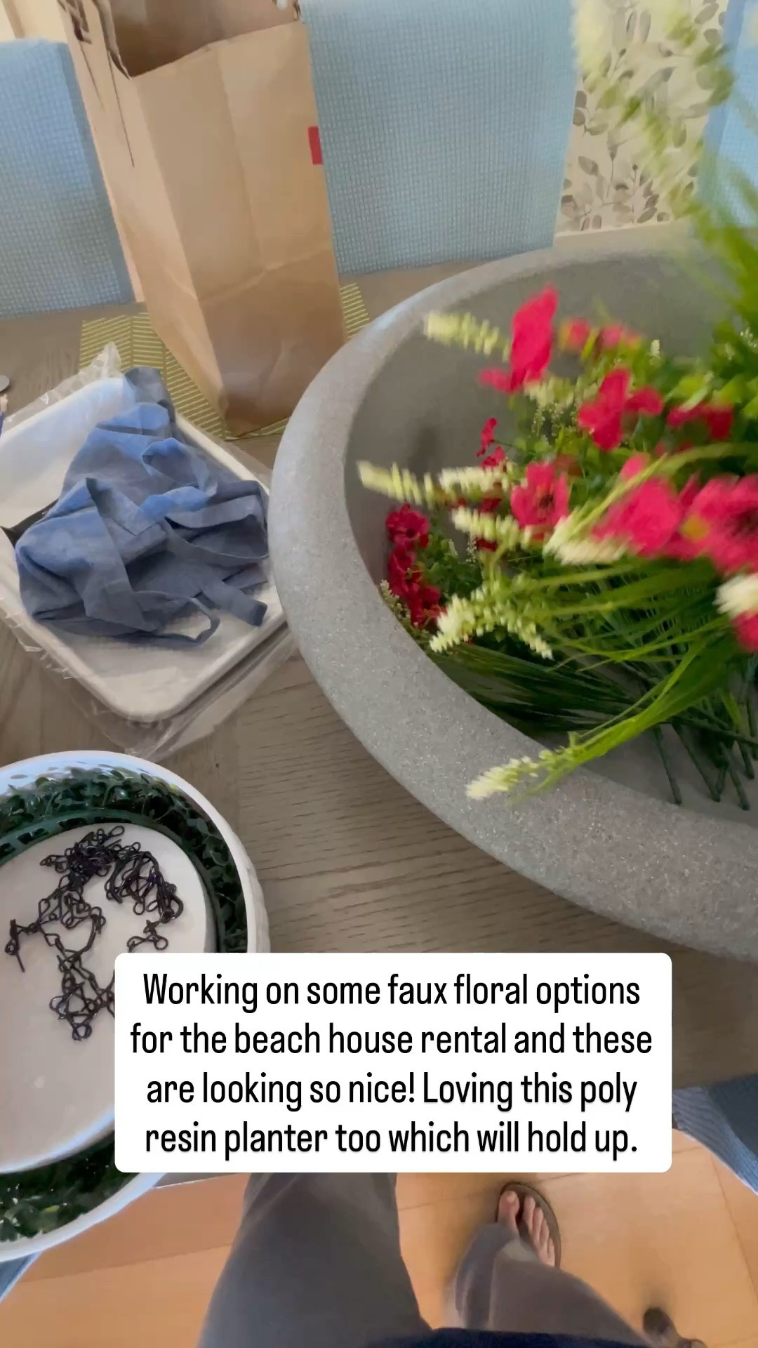 Faux floral fillers for patio planters with large poly resin planter.

#LTKdayinmylife #LTKvlog #LTKSeasonal