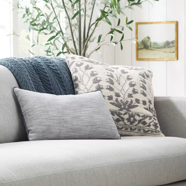 Woven Jacquard Floral Pillow Blue/Cream - Threshold™ designed with Studio McGee | Target