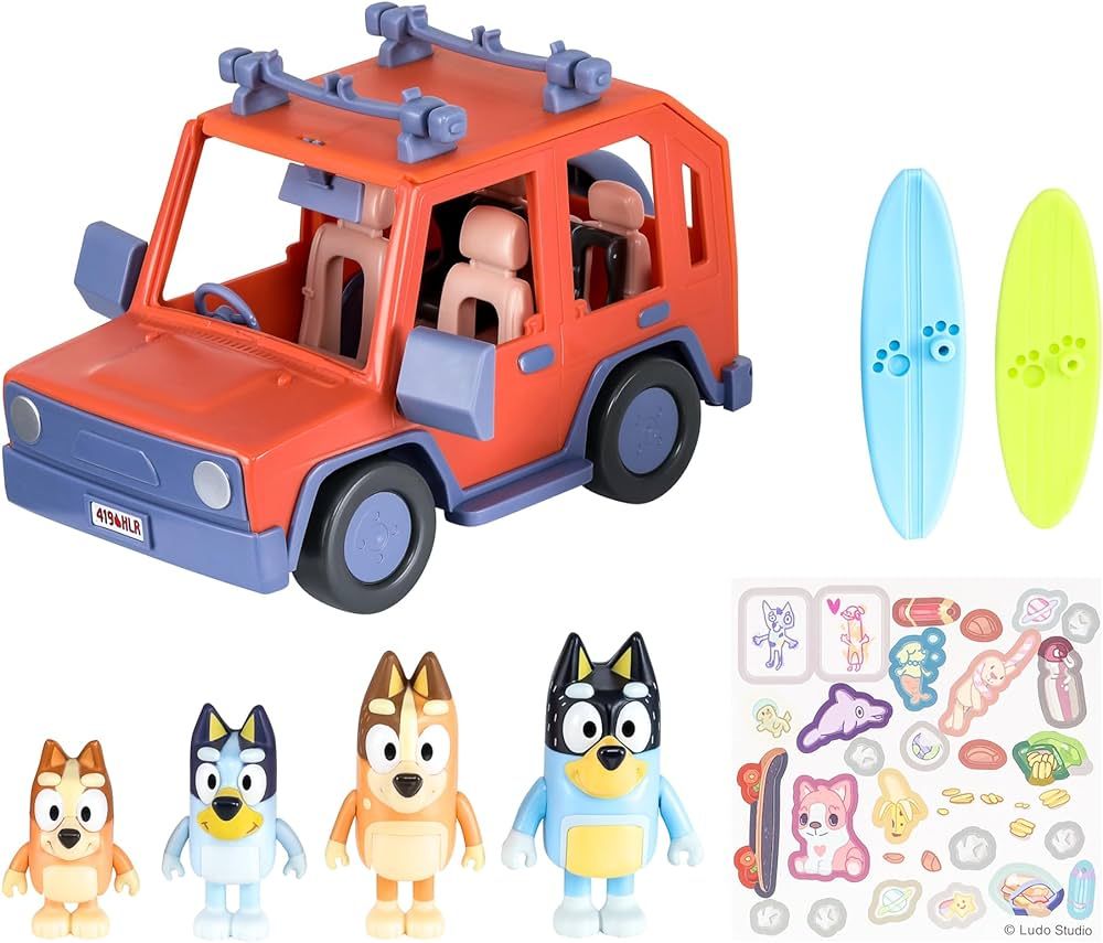 Bluey Heeler Family 4WD Vehicle and 4 Figure Pack, 2.5-3 Inch Figures, 2 Surfboards Accessories a... | Amazon (US)