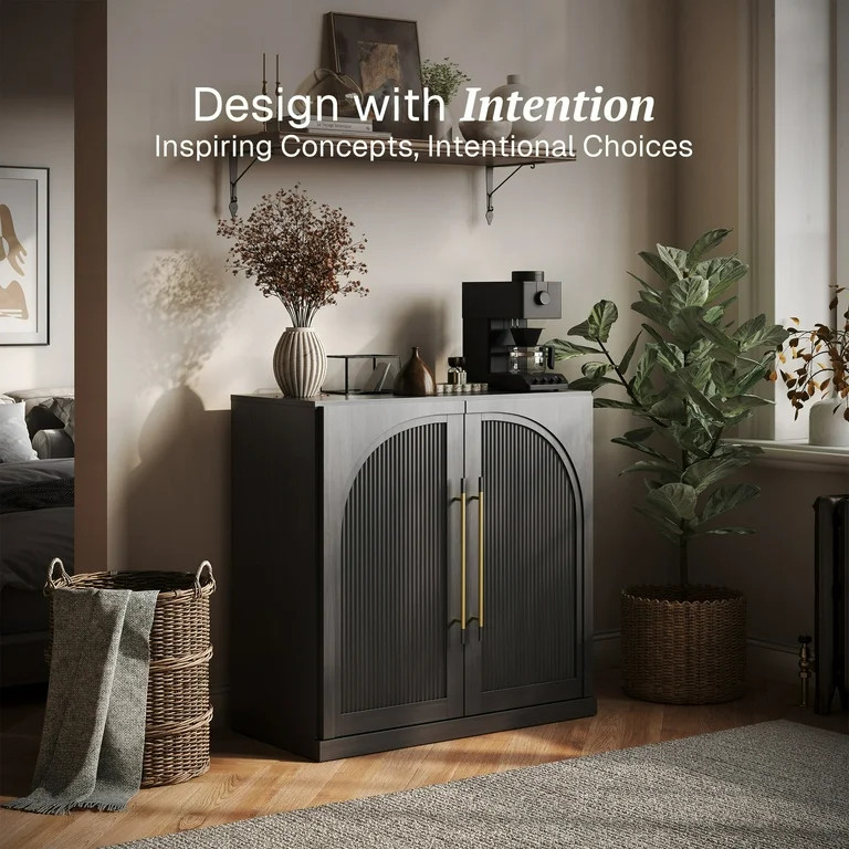 BELLEZE Modular Sideboard with Double-Arc Wood Doors, Small Arched Buffet Cabinet with Storage an... | Walmart (US)