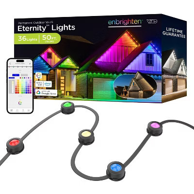 Enbrighten Eave Color Changing Outdoor Novelty String 36 Lights - Black Cord 50' | Target