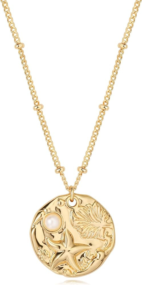 MTMY 14K Gold Plated Shell/Starfish/Anchor/Dolphin Pendant Necklaces Ocean Beach Summer Jewelry f... | Amazon (US)