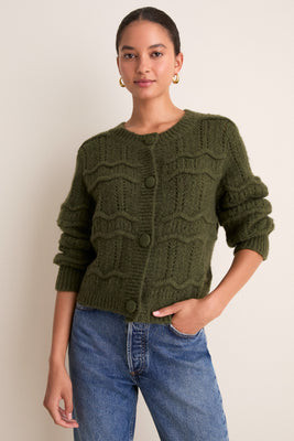 Olive Zig Zag Knit Nadia Cardigan | Tuckernuck (US)