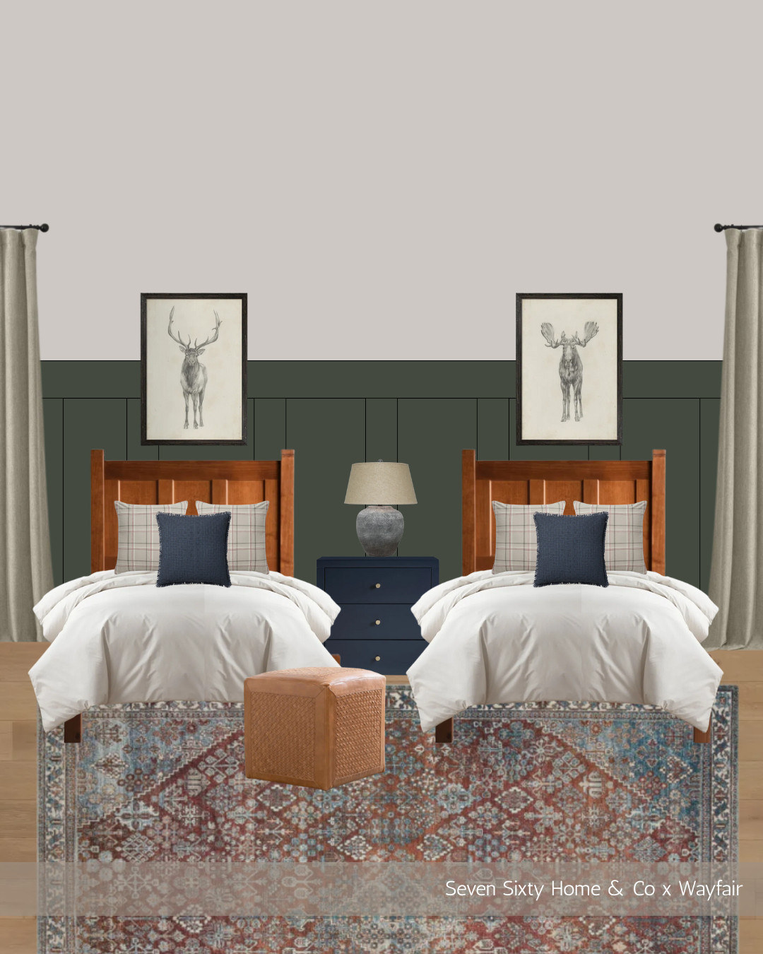 Warm Woodland Twin Bedroom

A warm woodland twin bedroom designed to feel cozy, collected, and ready for real life. The deep green paneling sets the tone, giving the room a classic cabin feel, while rich wood beds, plaid pillows, and a vintage inspired rug layer in warmth and texture. I love this kind of boys’ room design because it mixes traditional comfort with a bit of adventure, creating a space that grows easily over the years.

If you’re looking for twin bedroom ideas, boys’ room inspiration, or warm rustic bedroom decor with cottage influence, this design brings together all the elements in a way that feels timeless and lived in.

Shop the full room below. 

 #LTKHome #LTKKids