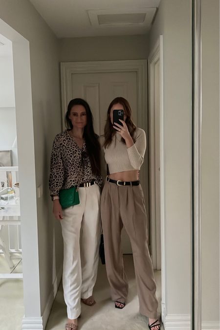 My sisters pants are from Aritzia - mine are linked below. My top is Zara 