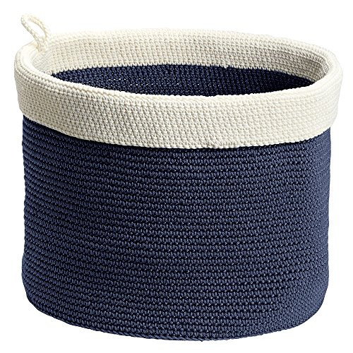 InterDesign Ellis Knit Round Bin- Large, Navy/Ivory | Amazon (US)
