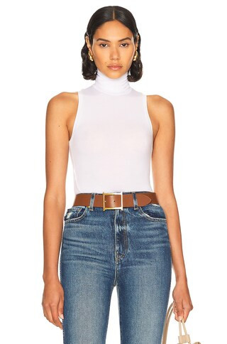 Helsa Turtleneck Tank in 2nd Skin Jersey in White | FWRD 