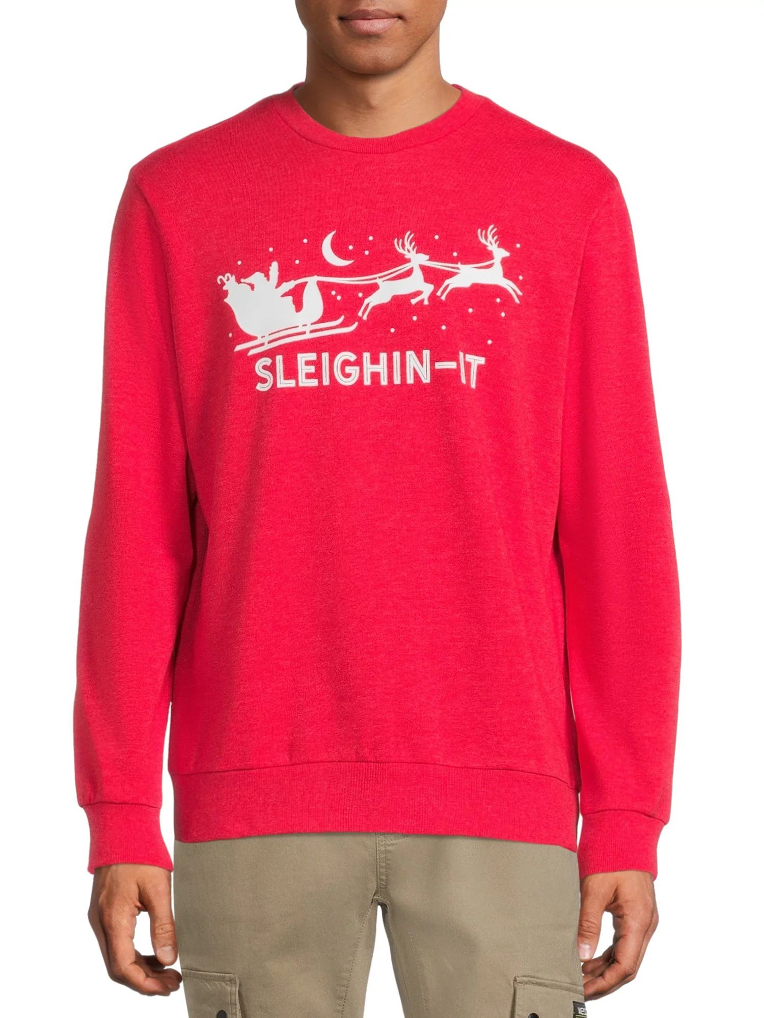 Holiday Time Men’s Sleighin-It Fleece Sweatshirt | Walmart (US)