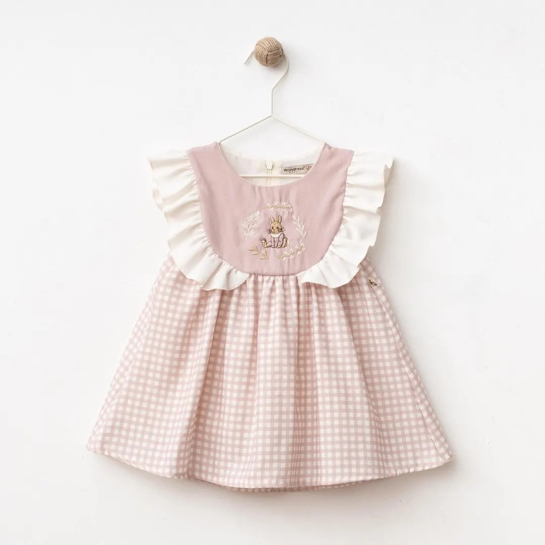 Baby Dress with Ruffle Sleeves and Rabbit  Embroidery | Organic Cotton Toddler Dress | Etsy (US)