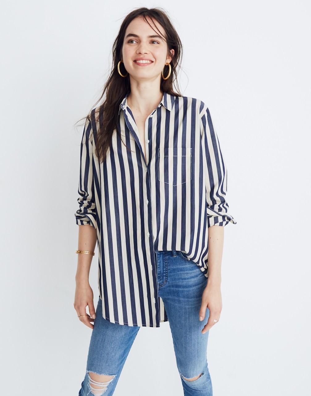 Tunic Shirt in Hampden Stripe | Madewell