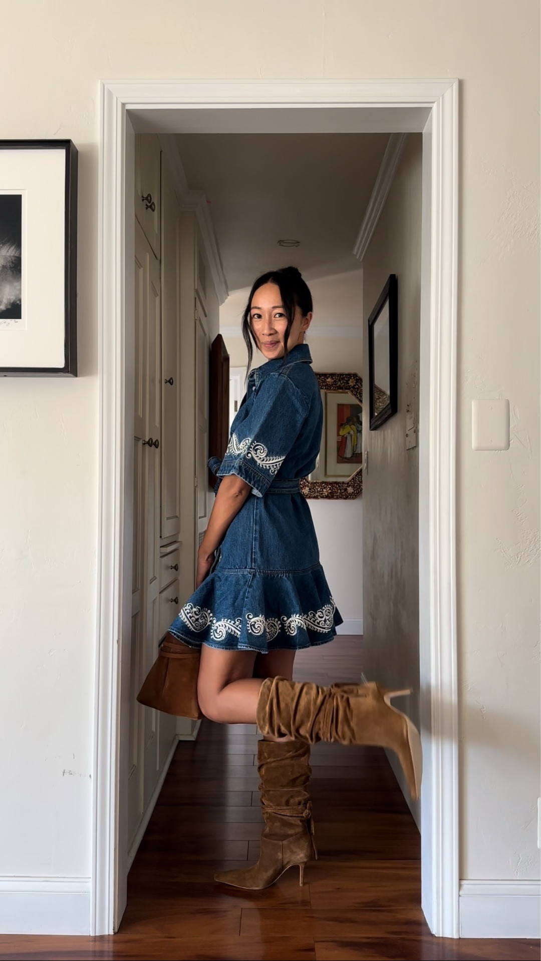 Two mini denim dresses I am absolutely loving for autumn!! Wearing both outfits with the same suede boots I can’t stop wearing. 

#LTKSeasonal #LTKShoeCrush #LTKStyleTip