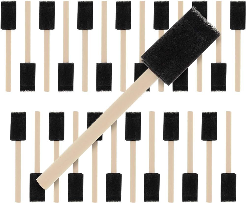 US Art Supply 1 inch Foam Sponge Wood Handle Paint Brush Set (Value Pack of 25) - Lightweight, Du... | Amazon (US)