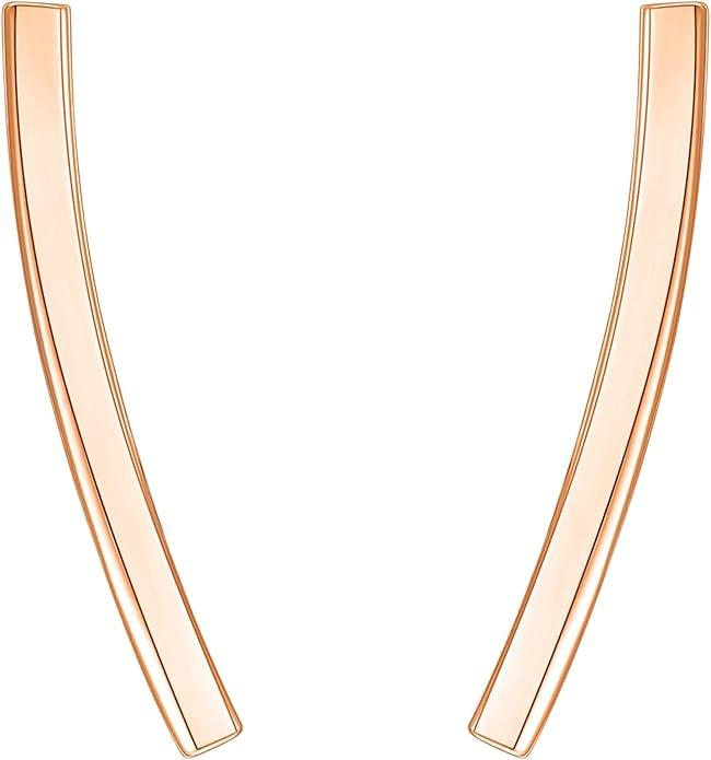 PAVOI 14K Gold Plated Sterling Silver Post Crawler Earrings Cuff Studs | Amazon (US)