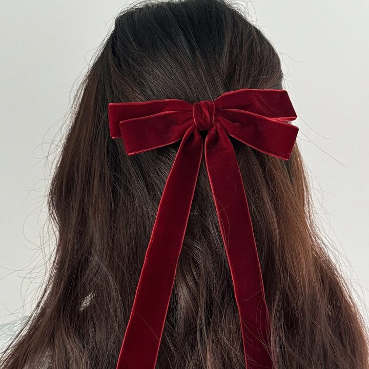 2pcs Solid Color Velvet Hair Bows,Maroon Vintage Style Hair Clips For Women, Suitable For Wedding... | SHEIN