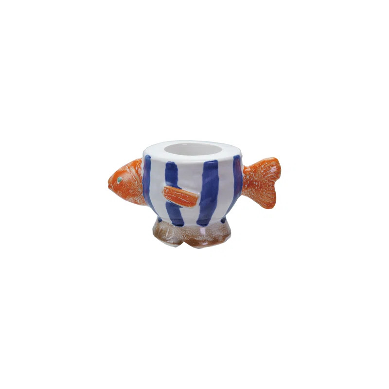 This whimsical Fish-shaped Candle Holder is crafted from hand-painted stoneware, featuring vibran... | Wayfair North America