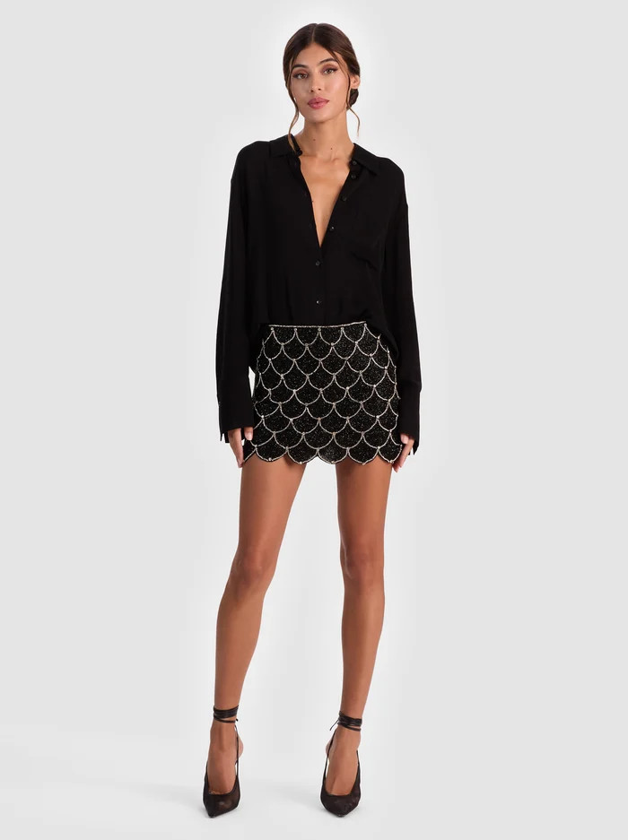 RUBI EMBELLISHED MINI SKIRT | Alice + Olivia