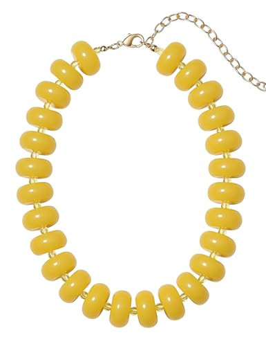 zocare Chunky Bead Necklace for Women,Stone & Oversized Beaded Necklaces,Bold Statement Chain,Large Beads Necklace, Fashion Jewelry for Spring Summer Gifts Yellow Color | Amazon (US)