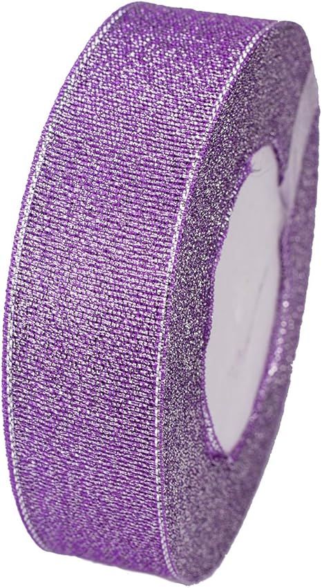 1 Inch Wide Sparkly Glitter Ribbons,Colorful Silver Metallic Color Ribbons for Gifts Wrapping Hom... | Amazon (US)