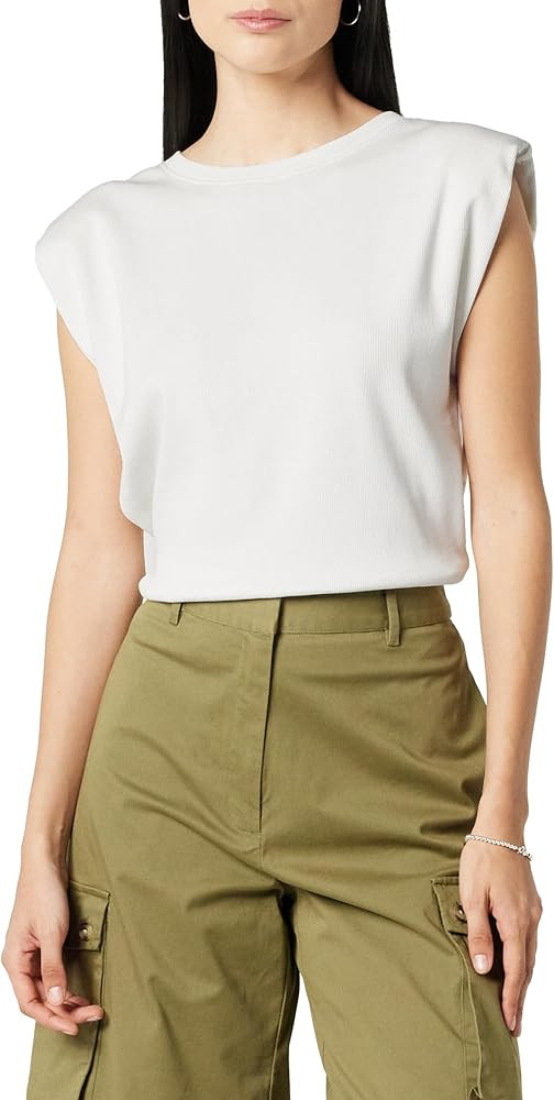 The Drop Women's Crew Neck Sleevless tee with Shoulder Pads by @ieshathegr8 | Amazon (US)