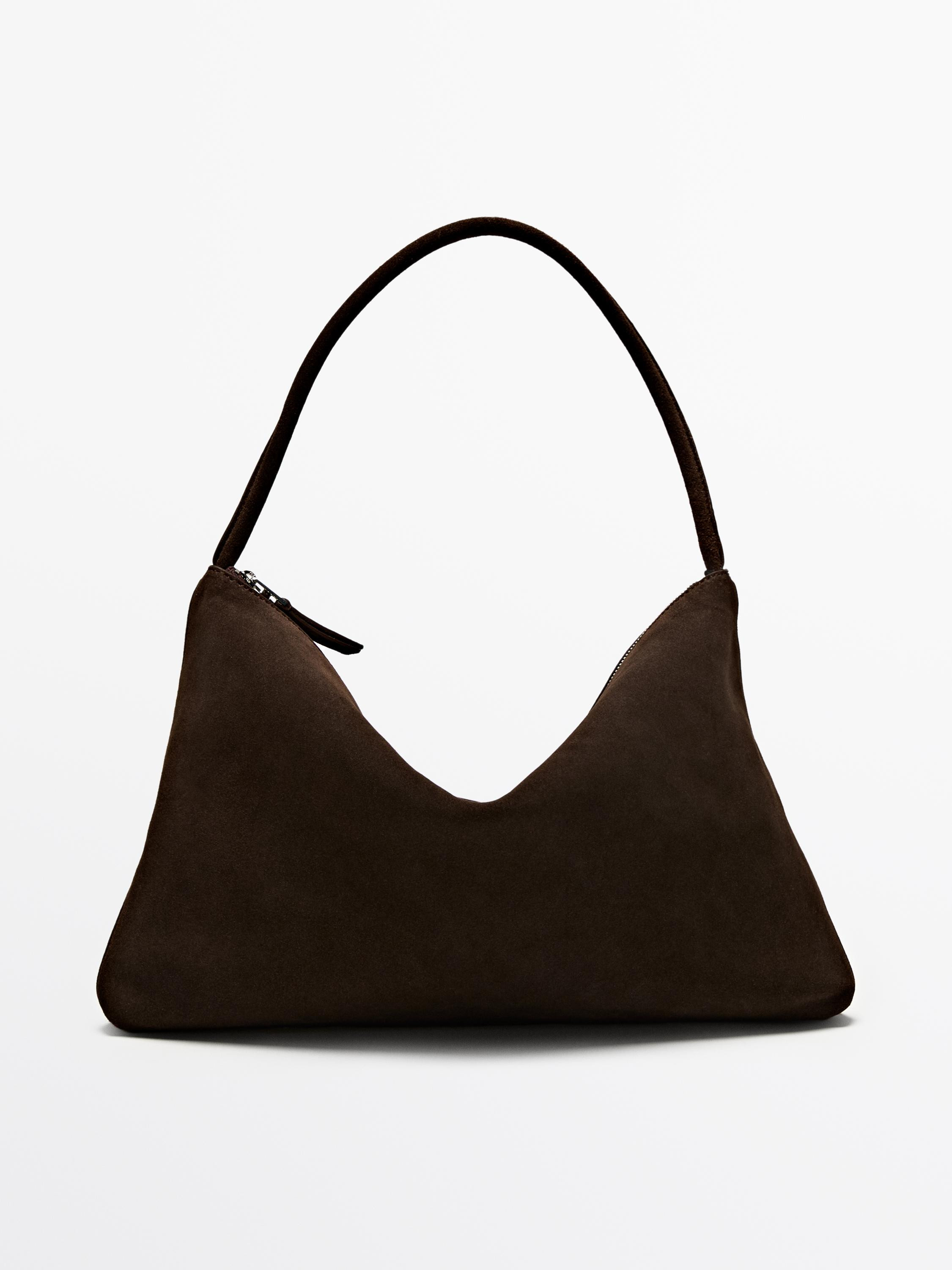 Split cowhide leather bag $250.00 Add to basket  BROWN / O.S.F.A.Handbag made of cowhide with a s... | Massimo Dutti US