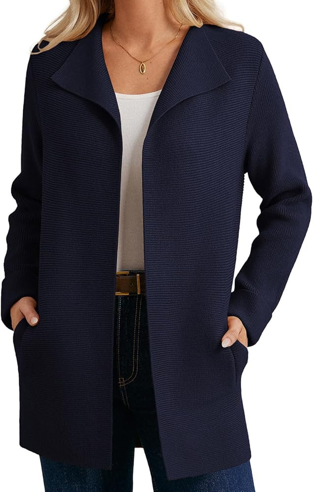 GRACE KARIN Women Long Cardigan Sweaters, Fall Chunky Sweater Jacket, Ribbed Knit Lapel Coatigan ... | Amazon (US)
