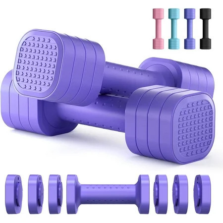 Adjustable Dumbbell Set of 2, 4 in 1 Free Weights Dumbbells Set for Women, Hand Weights for Women at Home, Each 2lb 3lb 4lb 5lb with TPU Soft Rubber Handle for Home Gym Exercise Training | Walmart (US)