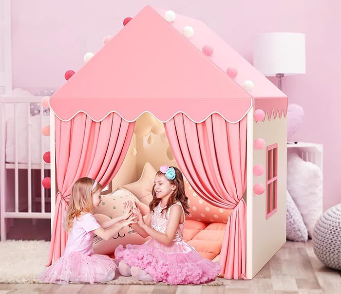 SISTICKER Kids Play Tents for Girls Large Fairy Playhouse for Kids Princess Castle Tent Gift Toys fo | Amazon (US)