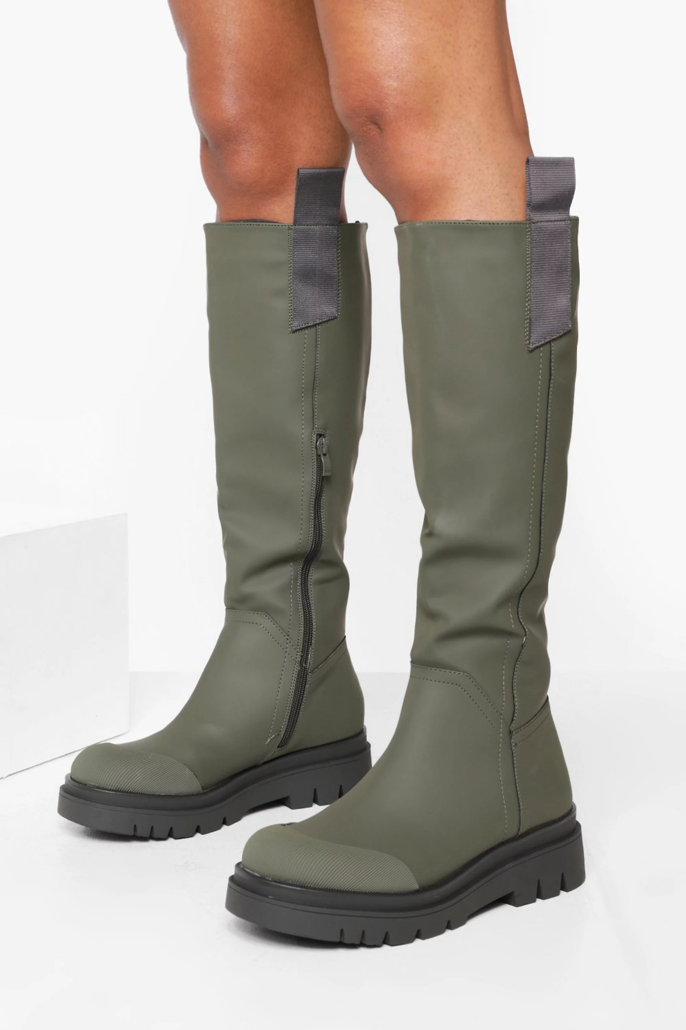 Rubber Knee High Boot | Boohoo.com (UK & IE)